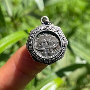 Vintage solid 925 sterling silver Future Homemakers of America bracelet charm